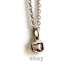 Hand-made 925 Sterling Silver Geometric Bezel Set Pink Rose Burmese Spinel Charm