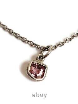 Hand-made 925 Sterling Silver Geometric Bezel Set Pink Rose Burmese Spinel Charm