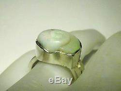 Hand made Sterling Silver Ring, Size 6.75, Snail Shell Opal Carving, 9.36 ct
