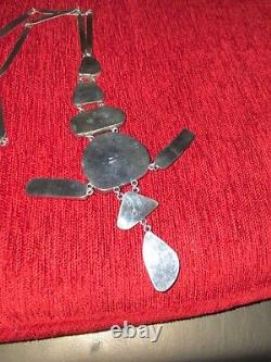 Hand made artisan sterling necklace- Roman glass -marked Israel 930 silver