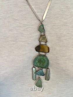 Hand made artisan sterling necklace- Roman glass -marked Israel 930 silver