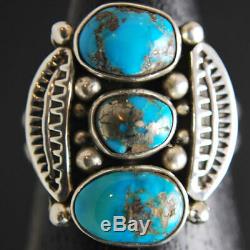 HandMade Navajo Arizona Morenci Turquoise Sterling Silver RING Size 8