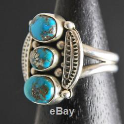 HandMade Navajo Arizona Morenci Turquoise Sterling Silver RING Size 8