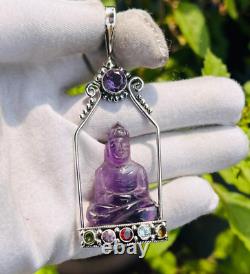 Handmade 925 Sterling Silver Budhha Pendants Made By Natural Amethyst Gemstone