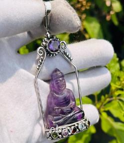 Handmade 925 Sterling Silver Budhha Pendants Made By Natural Amethyst Gemstone