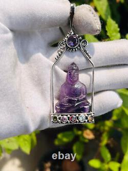 Handmade 925 Sterling Silver Budhha Pendants Made By Natural Amethyst Gemstone