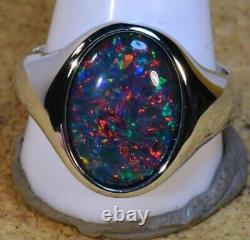 Handmade 925 Sterling Silver Gorgeous Genuine Australian opal Handmade Mens Ring