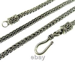 Handmade Solid 925 Sterling Silver Balinese FOXTAIL Chain Necklace Made in Bali