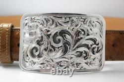 Handmade Sterling Silver (. 925) Cowboy Trophy Belt Buckle (Made in Texas) #EB01