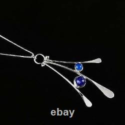 Handmade Sterling Silver Dancing Blue Stone Necklace, Made in USA Reflections