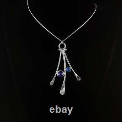 Handmade Sterling Silver Dancing Blue Stone Necklace, Made in USA Reflections