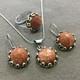 Handmade Triple Jewelry Set Made of Sterling Silver, Necklace, Earrings, Ring