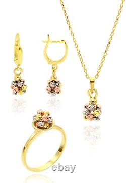 Handmade Triple Jewelry Set Made of Sterling Silver, Necklace, Earrings, Ring