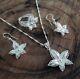 Handmade Triple Jewelry Set Made of Sterling Silver, Necklace, Earrings, Ring