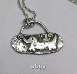 Happy Sausage Dog In The Sun Artisan Hand Made Sterling Silver Necklace. A5e