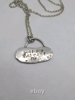 Happy Sausage Dog In The Sun Artisan Hand Made Sterling Silver Necklace. A5e