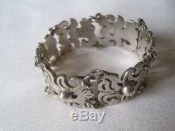 Heavy Estate Sterling Silver Chain Bracelet, Marked Lopez Taxco Made in Mexico