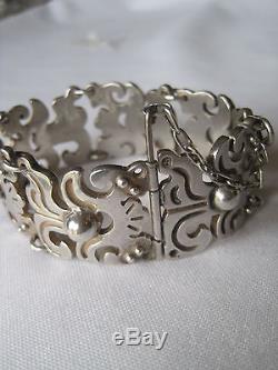 Heavy Estate Sterling Silver Chain Bracelet, Marked Lopez Taxco Made in Mexico