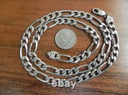 Heavy Sterling Silver Figaro Chain Necklace 24 made in Italy