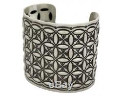 Herman Smith, Bracelet, Wide, Cross Design, Sterling Silver, Navajo Made, 7 in