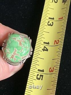 High Grade Carico Lake Turquoise Ring Size 8 Navajo Made Sterling Silver