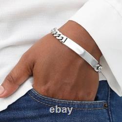 High-quality bracelet with an engravable flat plank made of 925 sterling silver
