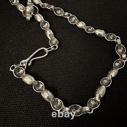 Huge Artisan Made Sterling Silver & Amethyst Carnelian Modernist Necklace 20.5