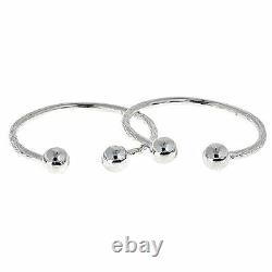 Huge Ball Ends West Indian Bangles. 925 Sterling Silver (Pair) (MADE IN USA)