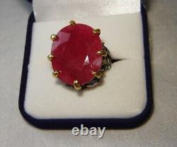 Huge Genuine 46.15 Carat Ruby, Peridot, Sapphire 925 Sterling Silver Ring Sz 8.5