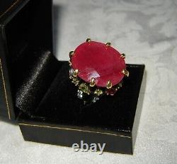 Huge Genuine 46.15 Carat Ruby, Peridot, Sapphire 925 Sterling Silver Ring Sz 8.5