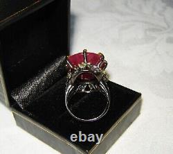 Huge Genuine 46.15 Carat Ruby, Peridot, Sapphire 925 Sterling Silver Ring Sz 8.5