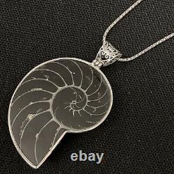 Huge Stunning Artisan Made Estate Sterling Silver Reversible Shell Necklace 18