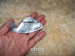 Huge statement studio well made sterling silver 925 fish lapis eye pin brooch