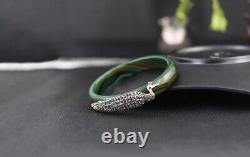 I05 Bangle made of Green Agate 65 mm Peacock made of Sterling Silver 925