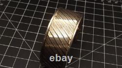 ITALIAN MADE Sterling Silver 925 RIBBED PATERNED Cuff Bangle Bracelet 14.5 Grams