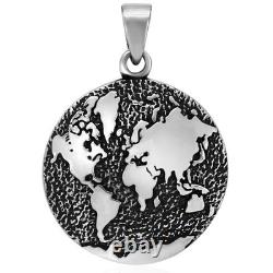 Impressive High-Quality Earth Map Pendant, made of Solid 925 Sterling Silver