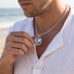 Impressive High-Quality Earth Map Pendant, made of Solid 925 Sterling Silver