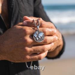 Impressive High-Quality Earth Map Pendant, made of Solid 925 Sterling Silver