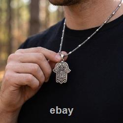 Impressive High-Quality Hamsa Pendant, made of Solid 925 Sterling Silver