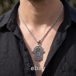 Impressive High-Quality Hamsa Pendant, made of Solid 925 Sterling Silver