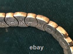 Impressive Sterling Silver Bracelet w. Garnets, Gold Plating, Made in Greece