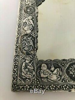 Islamic Persian Hand Made Mirror Sterling Silver & Enamel 8.5