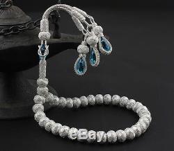 Islamic Prayer Beads, Made of 1.000 sterling silver kazaz tesbih, 9x7 mm tasbih