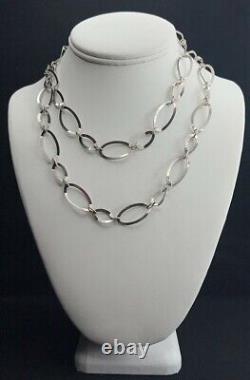 Italian Made 36 Long Circle Sterling Silver Necklace & Chain