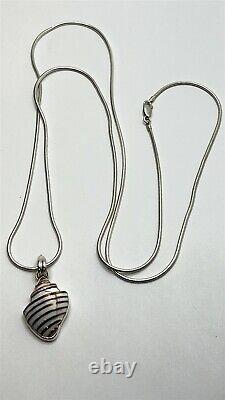 Italian Made 36 Snake Chain Sea Shell Pendant Sterling Silver Necklace