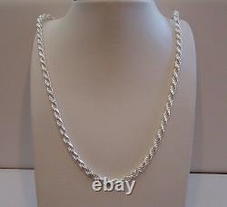 Italian Made 925 Sterling Silver Designer Rope Chain /18 Inch Long/ 4.5mm Thick