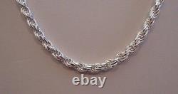 Italian Made 925 Sterling Silver Designer Rope Chain /18 Inch Long/ 4.5mm Thick