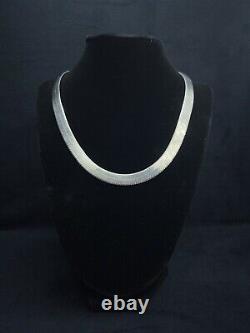 Italian Made Large Herringbone Sterling Silver Necklace Chain 18 Inches