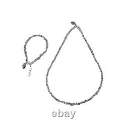 Italian-Made, Solid 925 Sterling Silver Rope Chain Jewelry Set, rhodium coate