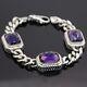 Italian Made Sterling Silver & Amethyst Bracelet 34.60 Grams